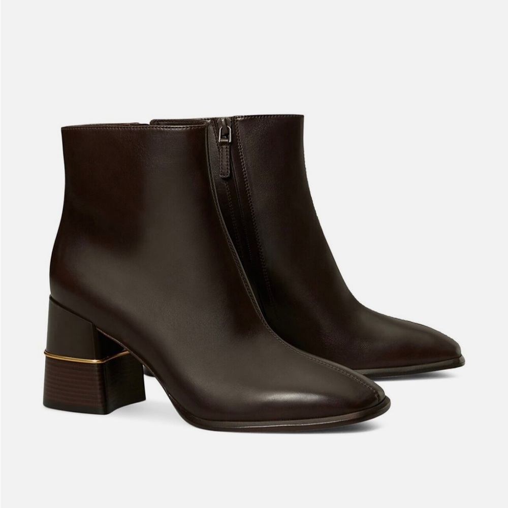 TORY BURCH LEATHER ANKLE 75MM CALF LEATHER HEEL BOOT